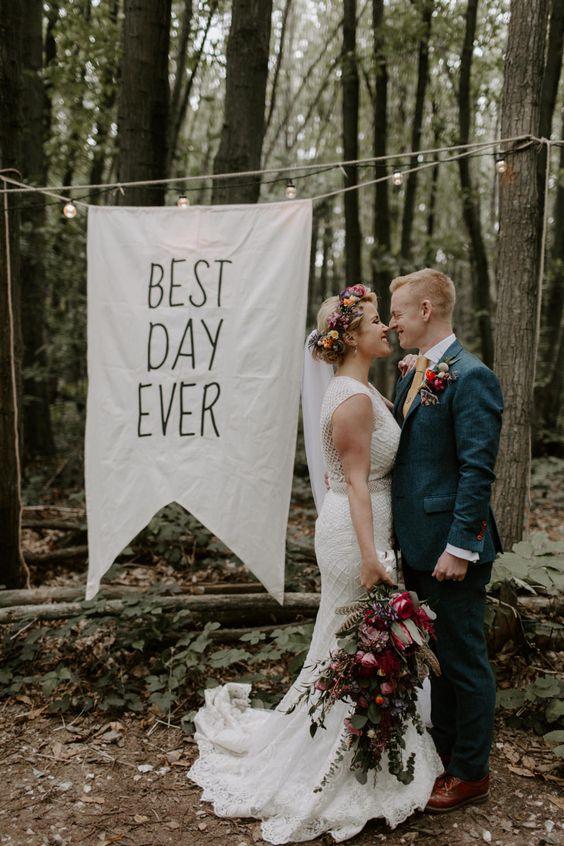 Best Day Ever Backdrop for Outdoor Wedding Ceremony, Wedding Banner - Decotree.co Online Shop