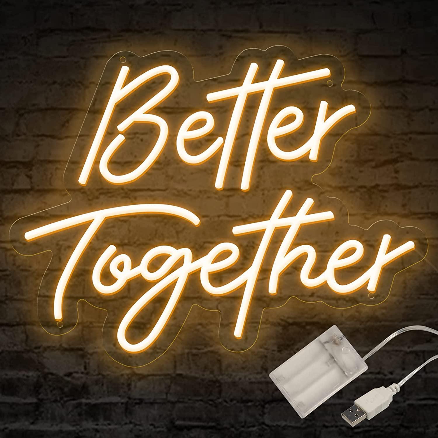 Better Together Neon Sign for Wall Decor Battery or USB Powered Bette Decotree Online Shop