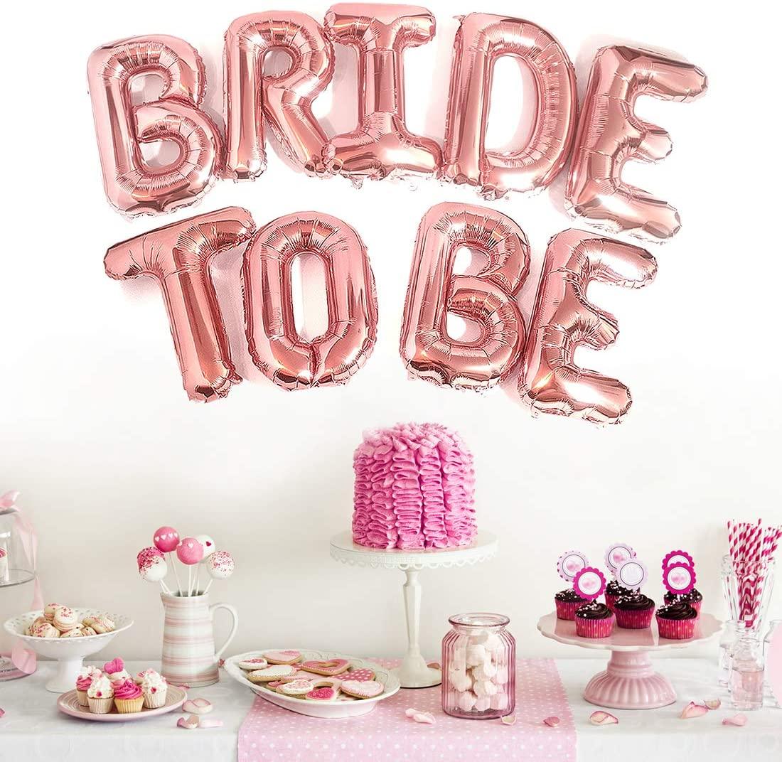 Big Bride to BE Balloons Rose Gold 16" Letters Banner - Bachelorette Party Decorations Kit - Hen Party Supplies and Favors - Decotree.co Online Shop