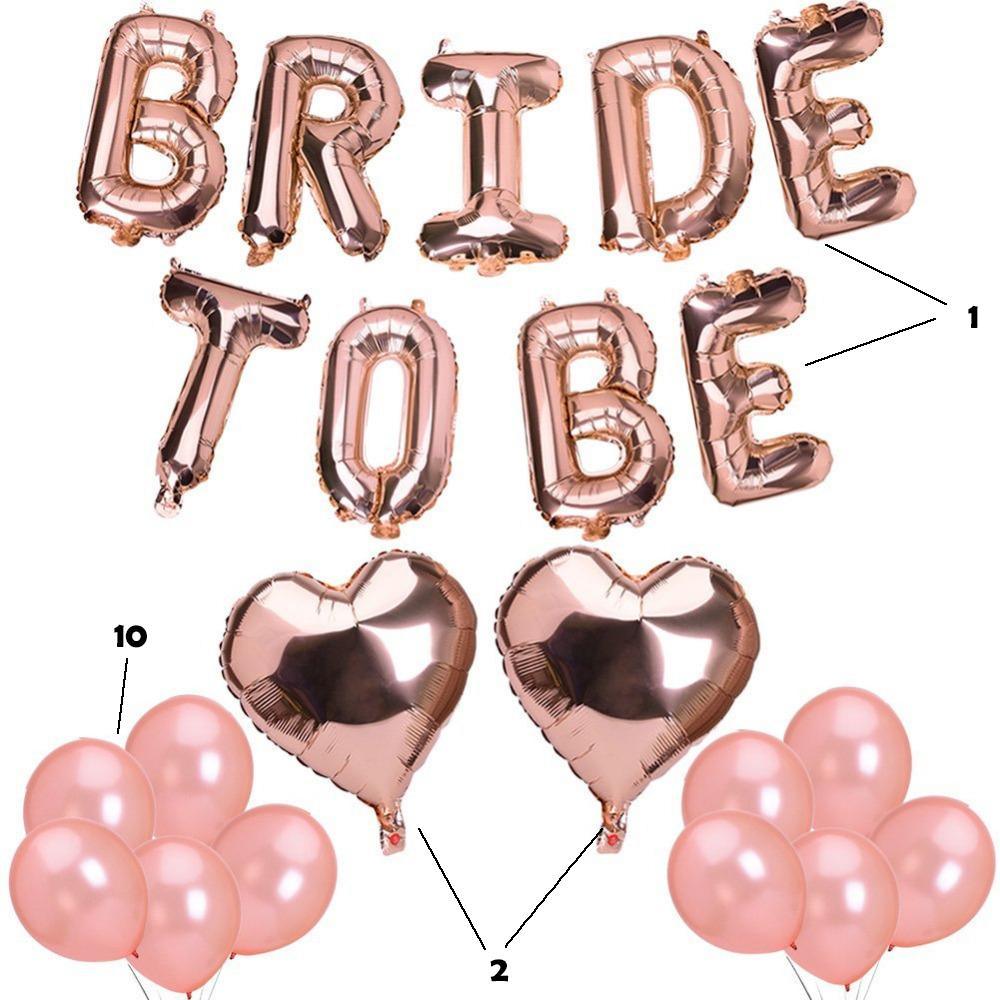 Big Bride to BE Balloons Rose Gold 16" Letters Banner - Bachelorette Party Decorations Kit - Hen Party Supplies and Favors - Decotree.co Online Shop
