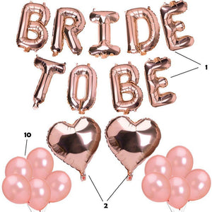 Big Bride to BE Balloons Rose Gold 16" Letters Banner - Bachelorette Party Decorations Kit - Hen Party Supplies and Favors - Decotree.co Online Shop
