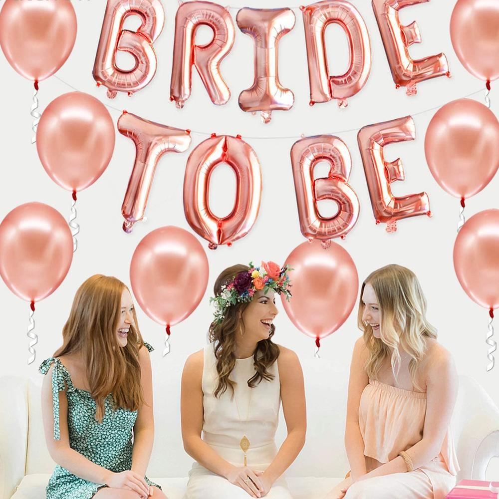 Big Bride to BE Balloons Rose Gold 16" Letters Banner - Bachelorette Party Decorations Kit - Hen Party Supplies and Favors - Decotree.co Online Shop