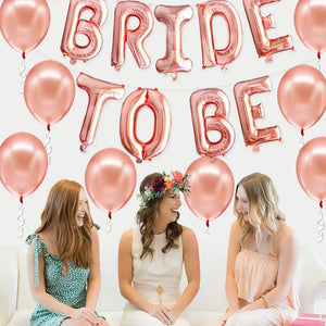 Big Bride to BE Balloons Rose Gold 16" Letters Banner - Bachelorette Party Decorations Kit - Hen Party Supplies and Favors - Decotree.co Online Shop
