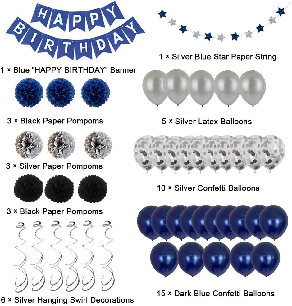 Birthday Decorations Men Blue Birthday Party Decorations for Men Women Boys - Decotree.co Online Shop