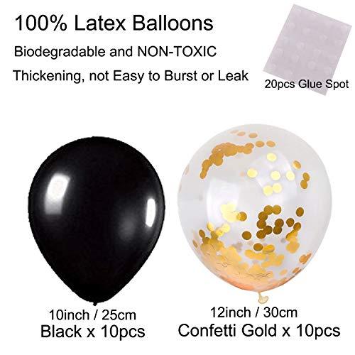 Black and Gold Party Decorations, Confetti Balloons Decorative Folding Fans Paper Pompoms Triangle Bunting Flags Garlands - Decotree.co Online Shop