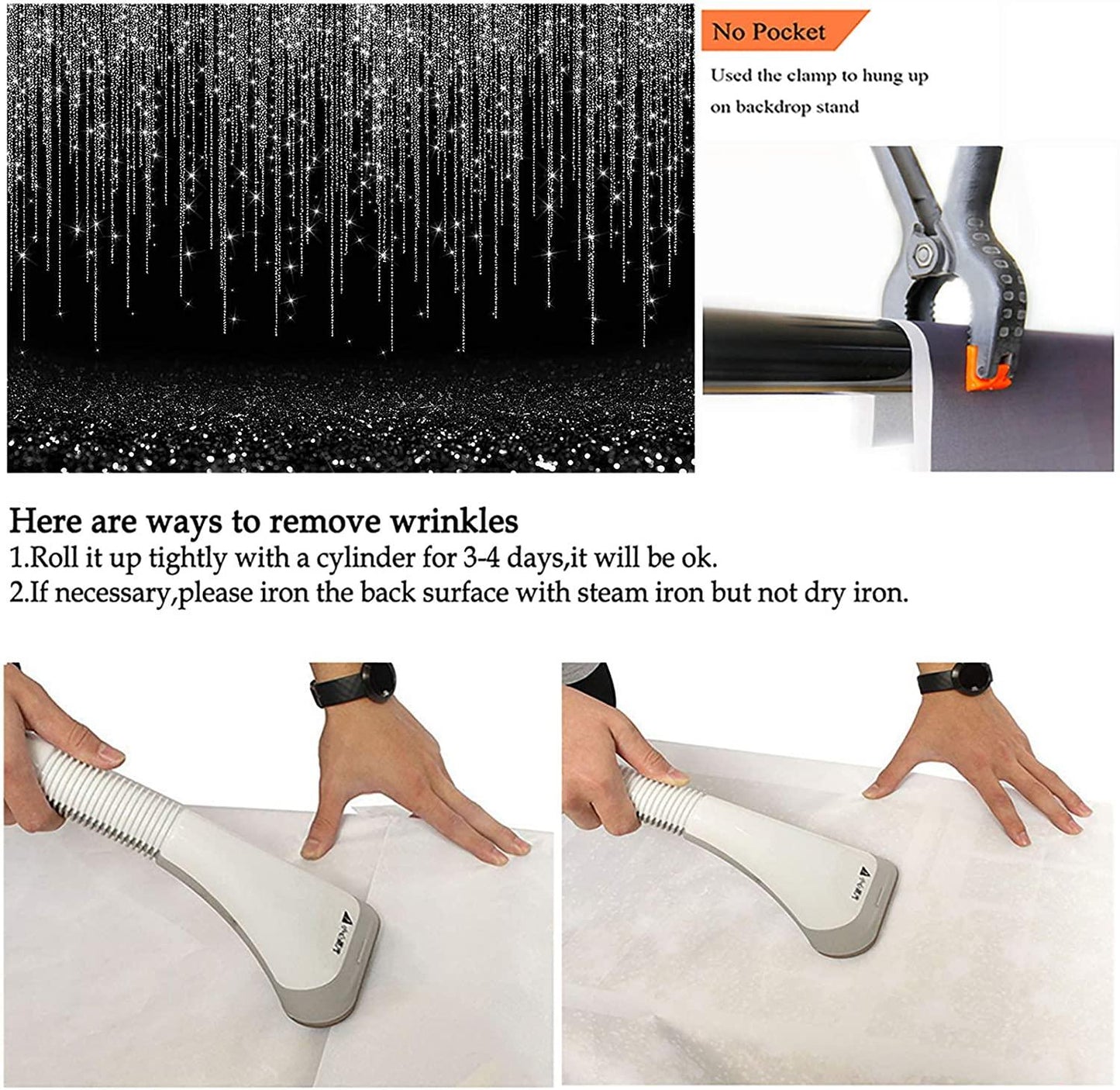 Black and Silver Glitter Sparkle Backdrop for Adult Kids Bday Party Decorations Photography Background - Decotree.co Online Shop