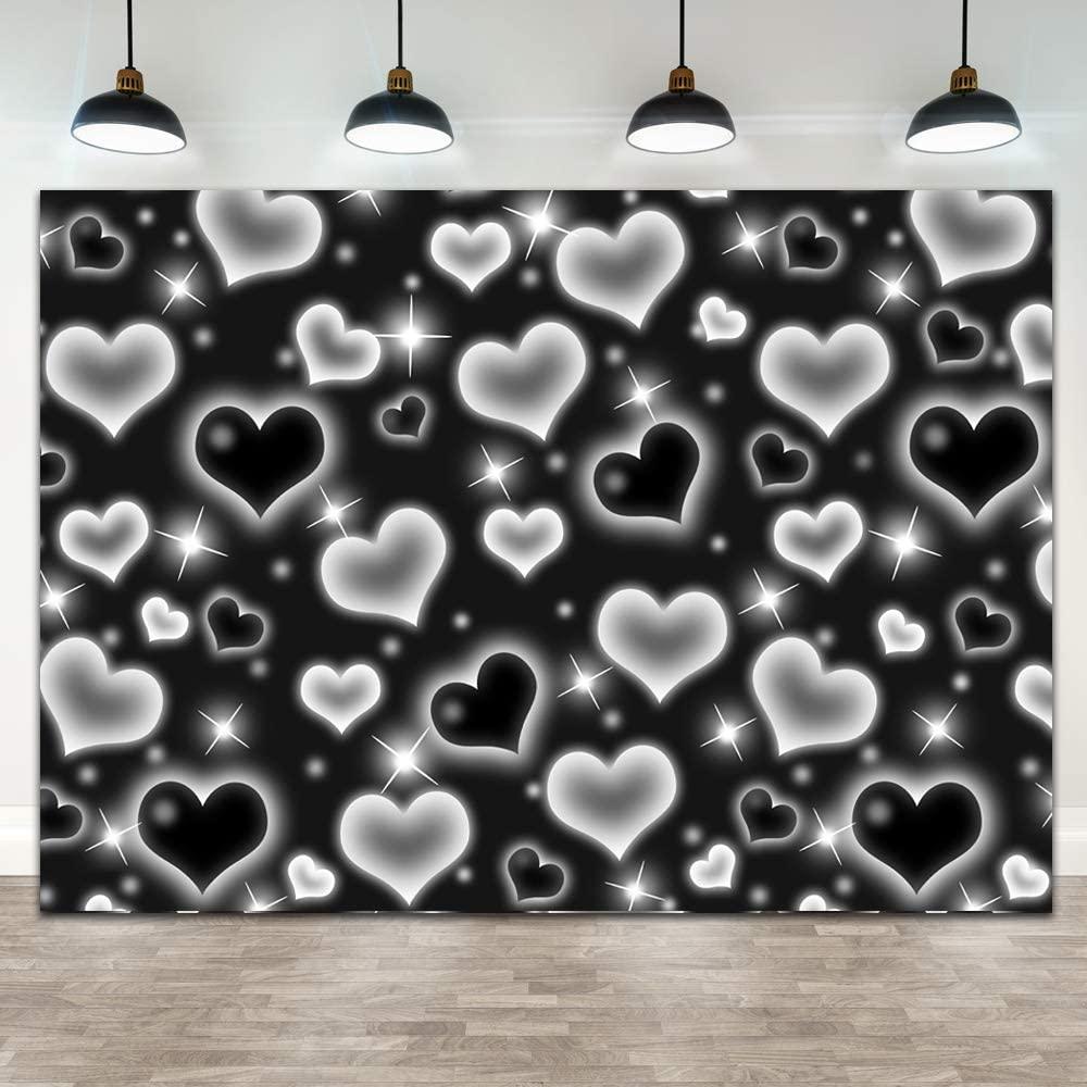Black Heart Photo Backdrop Early 2000s Party Decorations Old School Backdrops Valentine's Day Glitter Heart - Decotree.co Online Shop