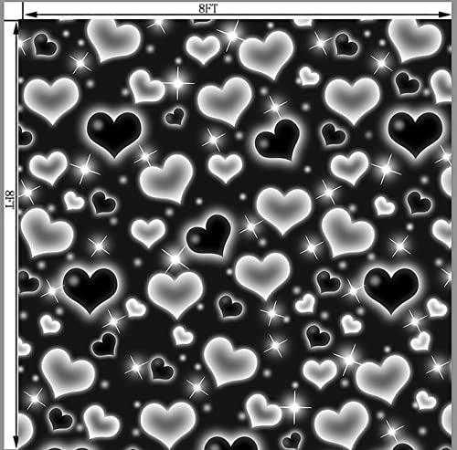 Black Heart Photo Backdrop Early 2000s Party Decorations Old School Backdrops Valentine's Day Glitter Heart - Decotree.co Online Shop
