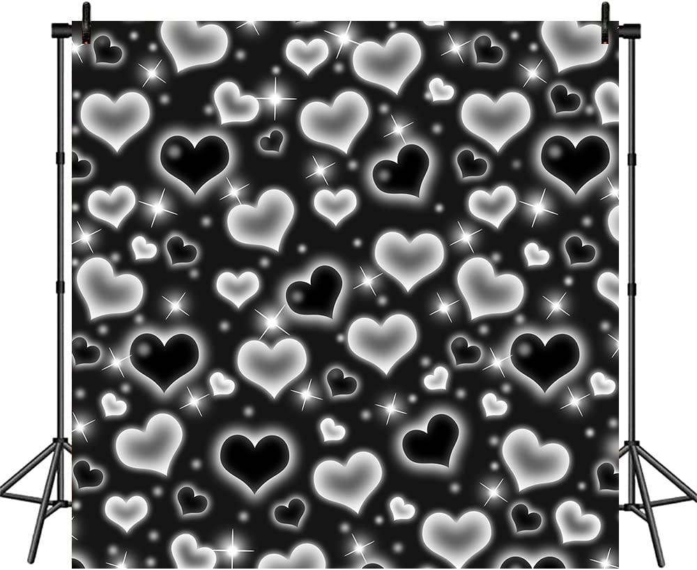 Black Heart Photo Backdrop Early 2000s Party Decorations Old School Backdrops Valentine's Day Glitter Heart - Decotree.co Online Shop