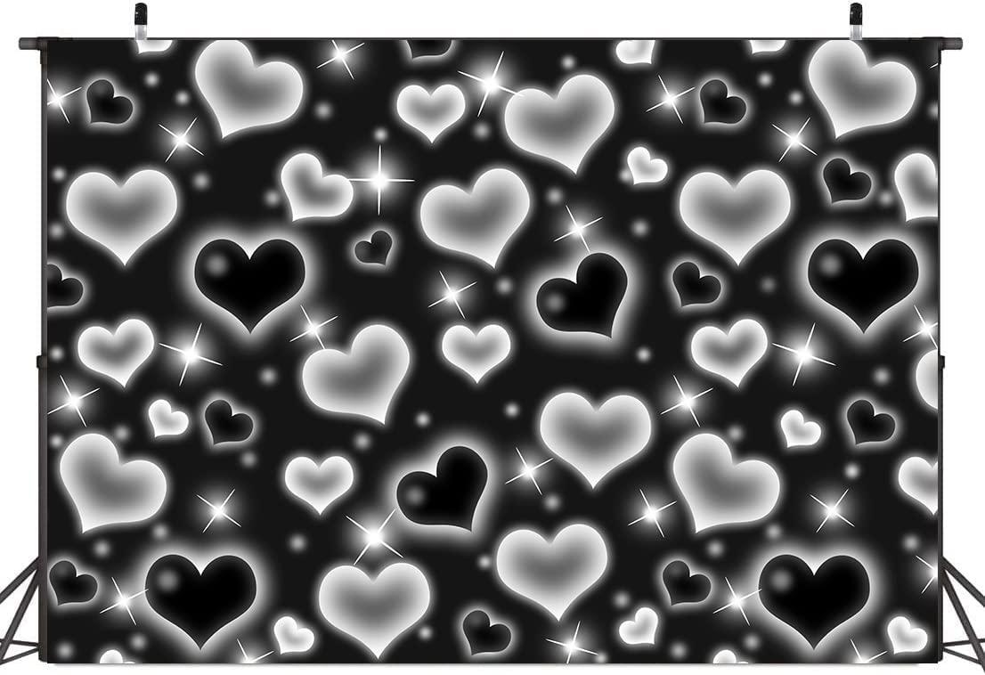 Black Heart Photo Backdrop Early 2000s Party Decorations Old School Backdrops Valentine's Day Glitter Heart - Decotree.co Online Shop