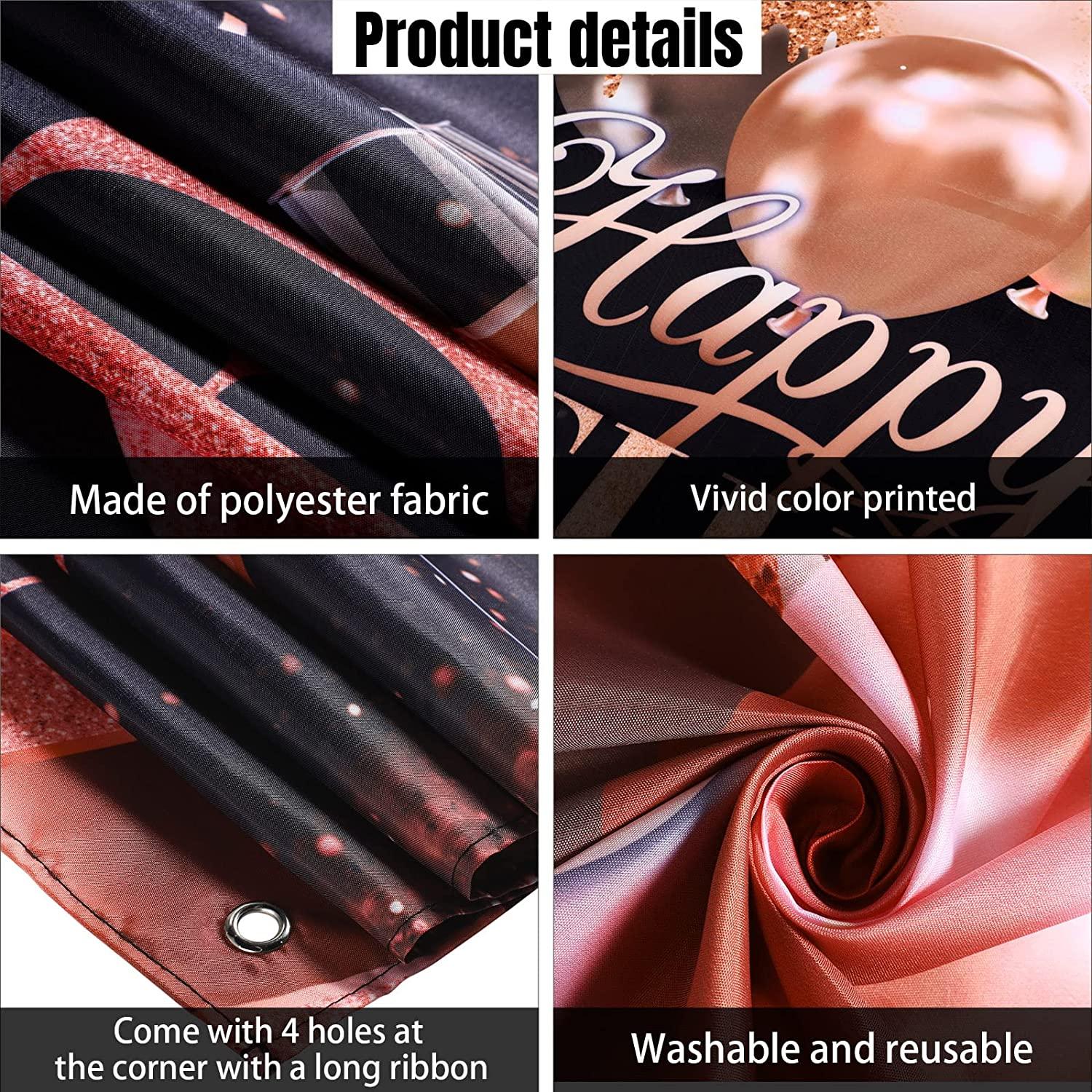 Black Silver Rose Gold Happy Birthday Party Decorations Glitter Balloon Birthday Party Backdrop for Women - Decotree.co Online Shop