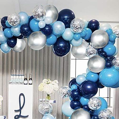 Blue Balloon Garland 124 Pack Navy Silver White Light Blue Balloon Arch Kit for Baby Shower Boy Party Decoration Birthday Decoration - Decotree.co Online Shop