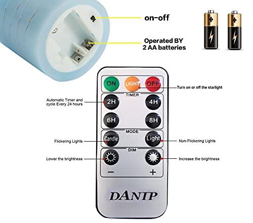 Blue flameless Candle with Embedded Light String, 3 LED Candles, 10-Key Remote Control, 24-Hour Timer Function - Decotree.co Online Shop