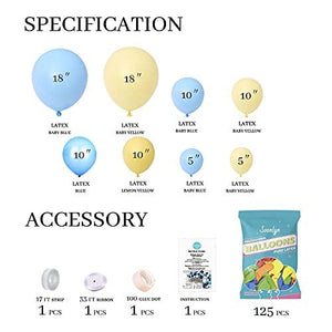 Blue Party Latex Balloons 130 Pcs Baby Blue and Yellow Balloons Garland Arch Kit for Baby Shower Boy Birthday Decorations 18 In 10 In 5 In - Decotree.co Online Shop