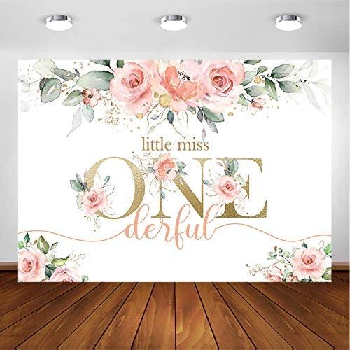 Blush Pink Floral 1st Birthday Party Backdrop for Girl Miss Onederful Party Photography Background - Decotree.co Online Shop