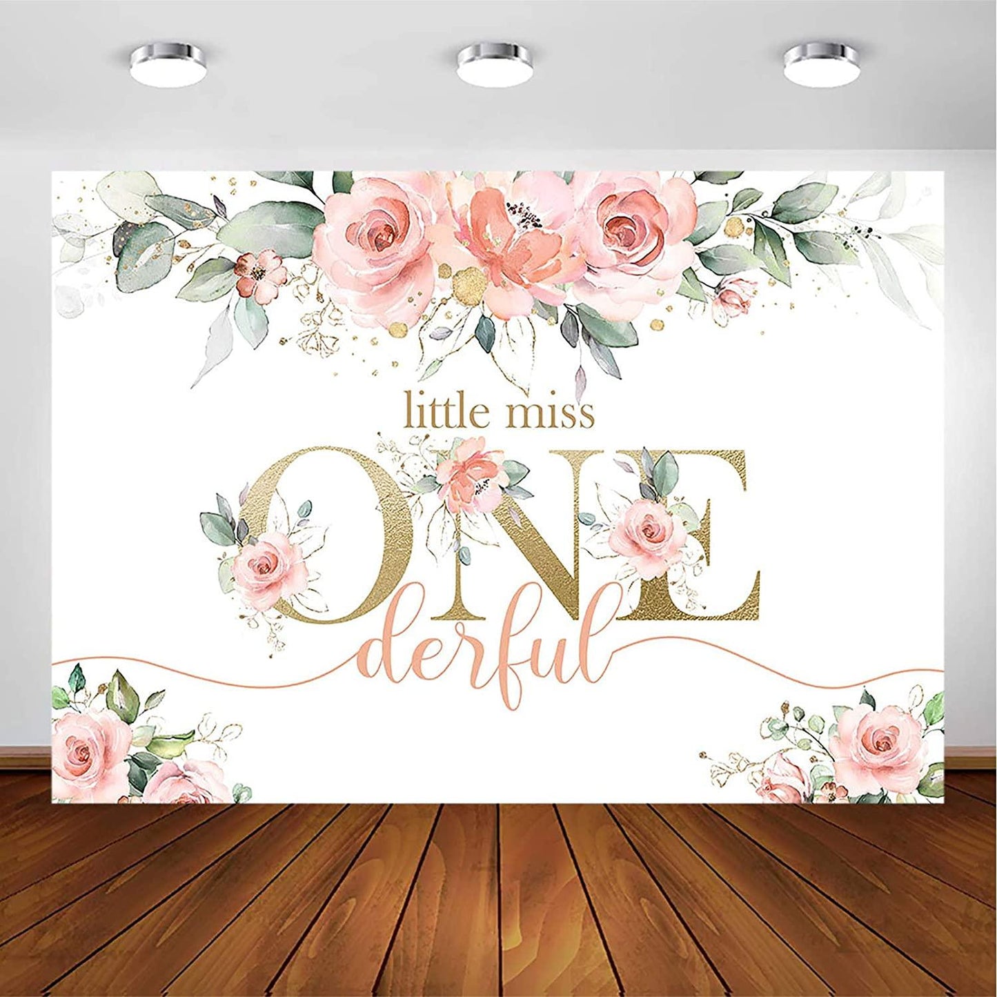 Blush Pink Floral 1st Birthday Party Backdrop for Girl Miss Onederful Party Photography Background - Decotree.co Online Shop