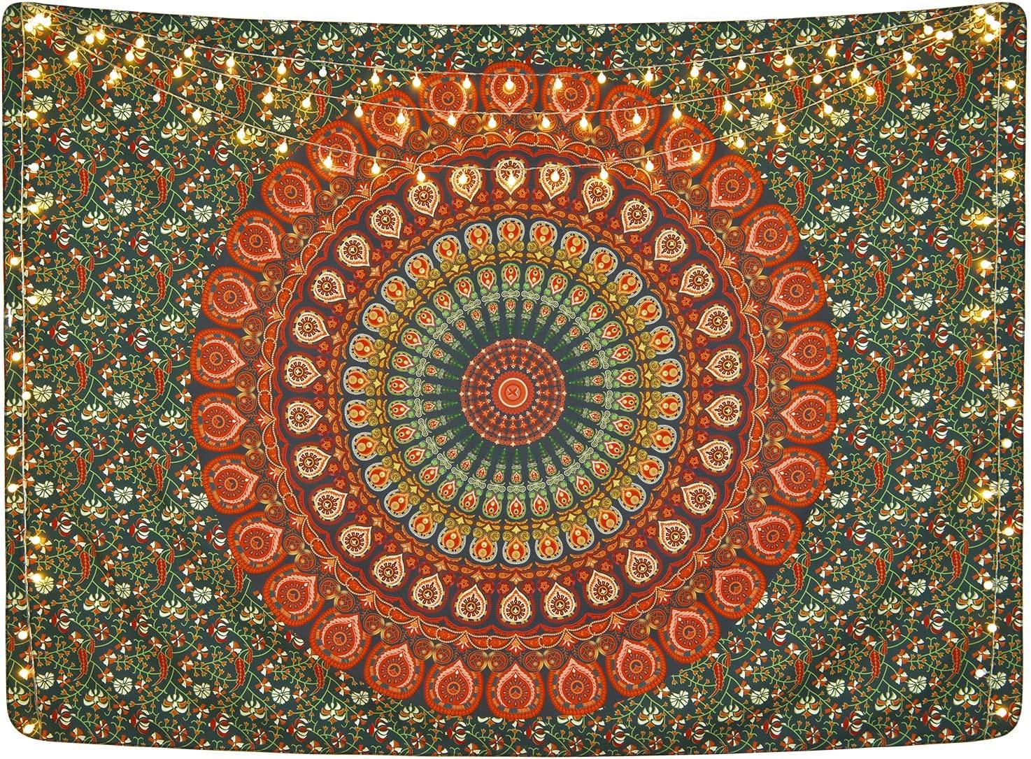 Bohemian Mandala Tapestry Hippie Tapestries Psychedelic Peacock Boho Tapestry Wall Hanging for Bedroom - Decotree.co Online Shop