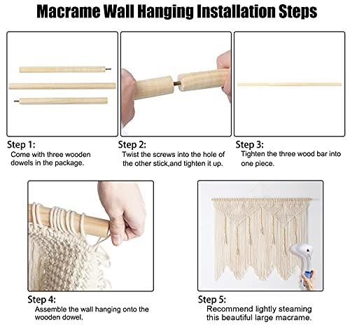 Boho Decor, Large Macrame Wall Hanging, Bohemian Wall Decor for Bedroom, 43"x 35" (Wood Stick Included) - Decotree.co Online Shop