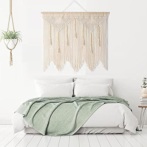 Boho Decor, Large Macrame Wall Hanging, Bohemian Wall Decor for Bedroom, 43"x 35" (Wood Stick Included) - Decotree.co Online Shop