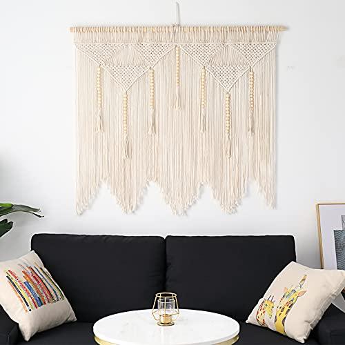 Boho Decor, Large Macrame Wall Hanging, Bohemian Wall Decor for Bedroom, 43"x 35" (Wood Stick Included) - Decotree.co Online Shop