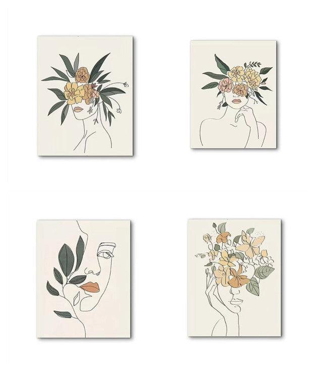 Boho Decor - Set of 4 Botanical Prints - Boho Wall Art, Boho Wall Decor, Minimalist Wall Art, Minimalist Decor, Plant Wall Decor, Botanical Wall Art, Plant Wall Art Prints (UNFRAMED) - Decotree.co Online Shop