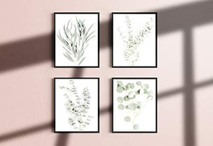 Botanical Plant Wall Art Prints - Set of 4 Plant Wall Decor Prints Floral Kitchen Flower Leaves Wall Art Boho Leaf Eucalyptus (UNFRAMED) - Decotree.co Online Shop