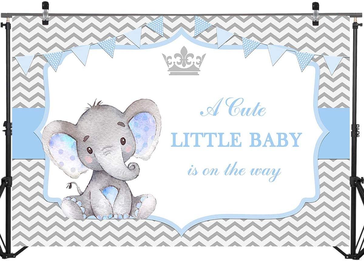 Boy Elephant Baby Shower Backdrop Little Baby Elephant Baby Shower Photography Background - Decotree.co Online Shop