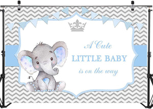Boy Elephant Baby Shower Backdrop Little Baby Elephant Baby Shower Photography Background - Decotree.co Online Shop