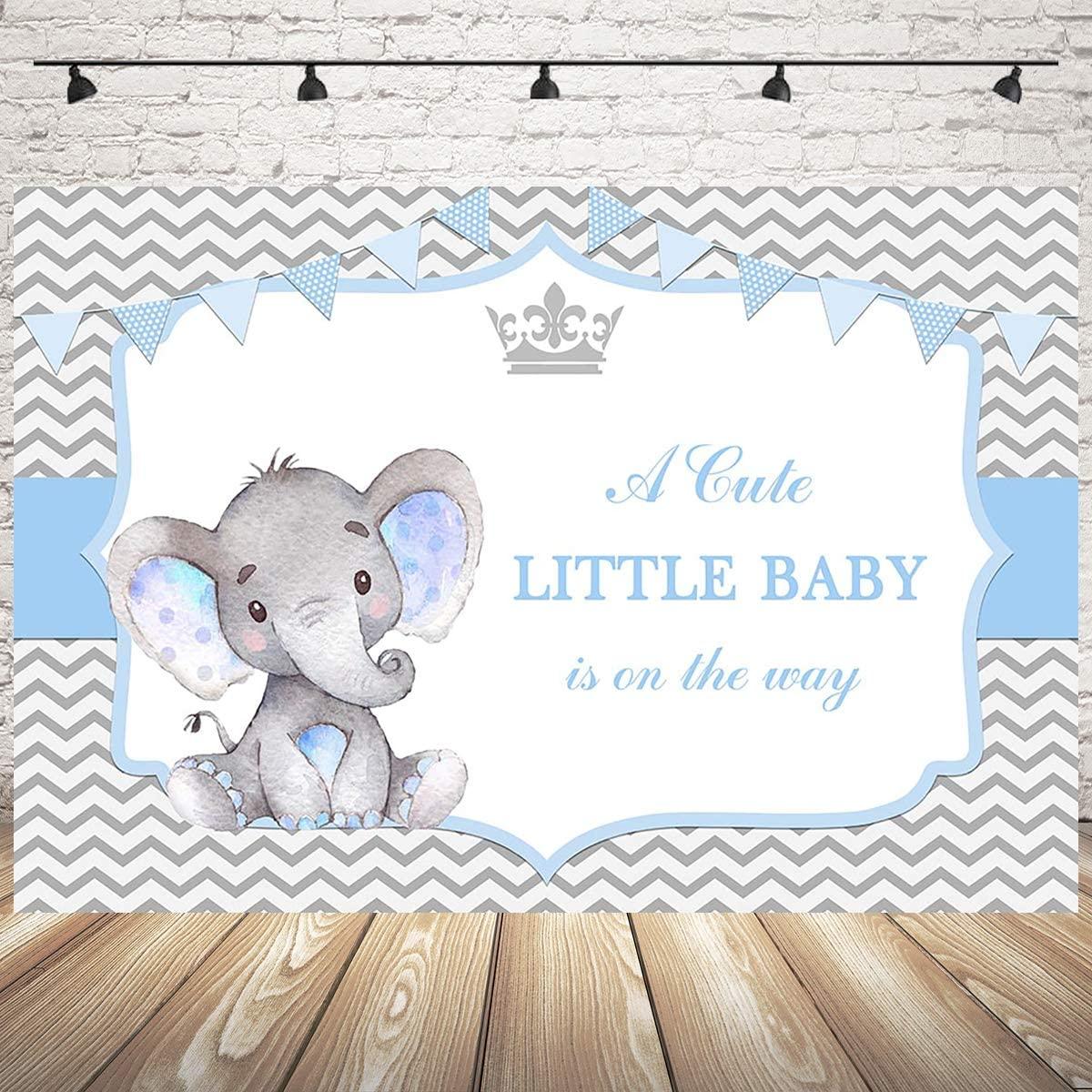 Boy Elephant Baby Shower Backdrop Little Baby Elephant Baby Shower Photography Background - Decotree.co Online Shop
