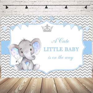 Boy Elephant Baby Shower Backdrop Little Baby Elephant Baby Shower Photography Background - Decotree.co Online Shop