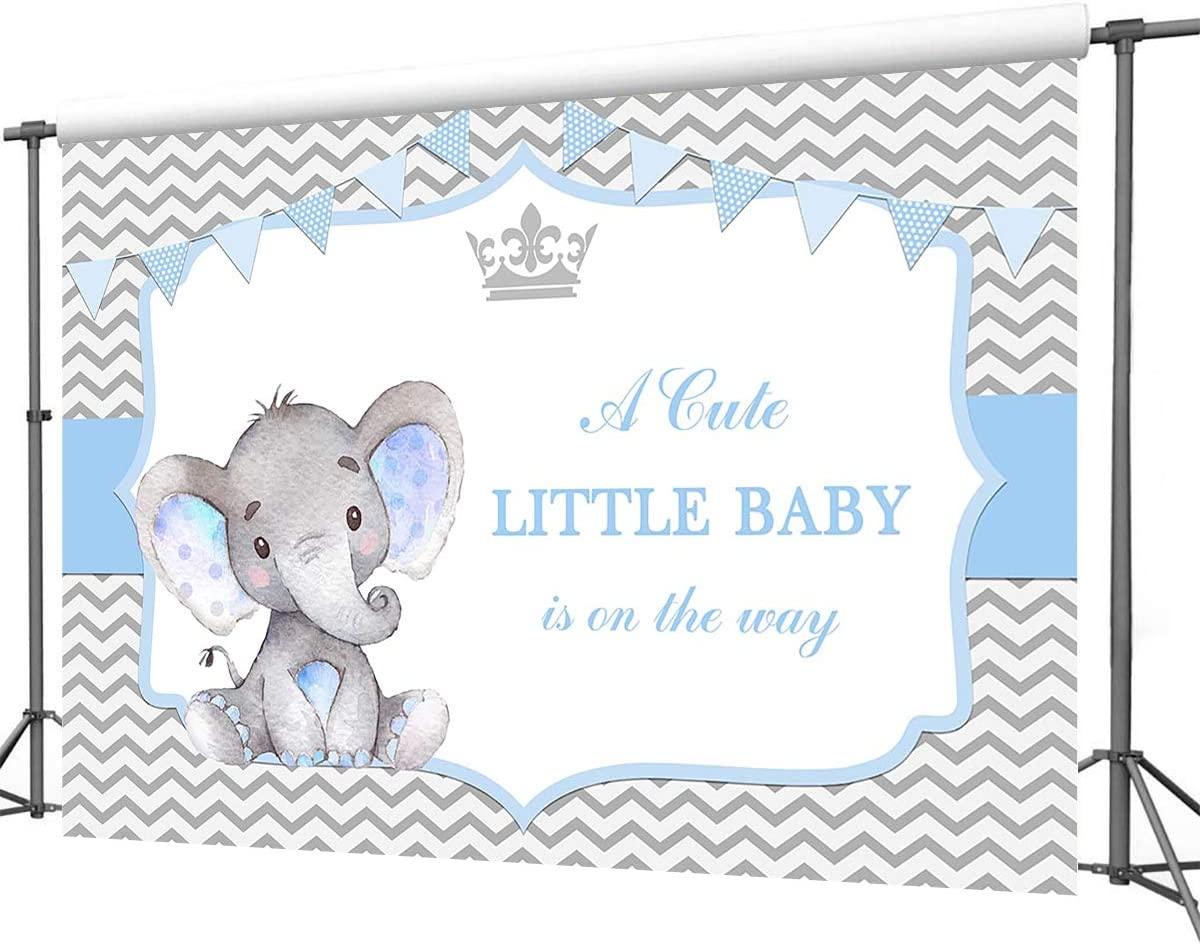 Boy Elephant Baby Shower Backdrop Little Baby Elephant Baby Shower Photography Background - Decotree.co Online Shop