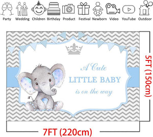 Boy Elephant Baby Shower Backdrop Little Baby Elephant Baby Shower Photography Background - Decotree.co Online Shop