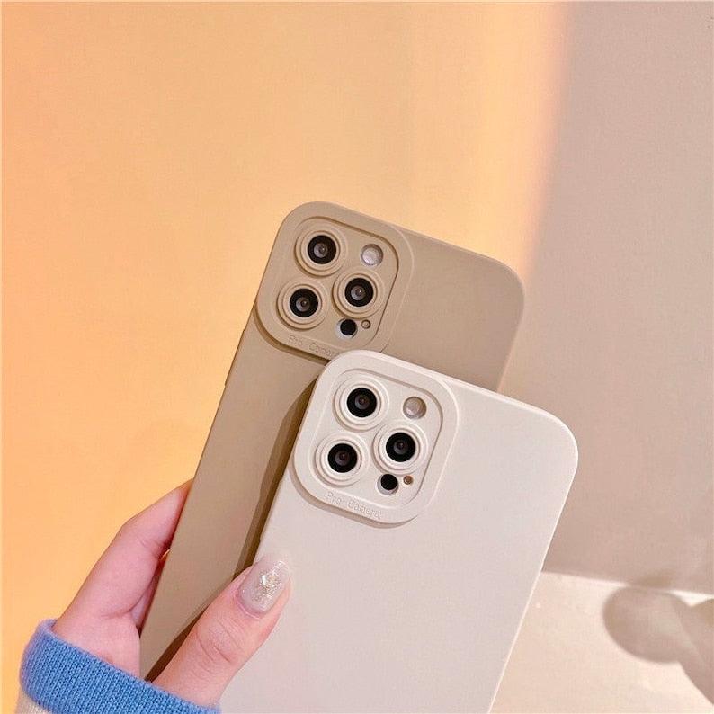 Brown & Beige Lens Protection iPhone 13 12 11 Pro Max case iPhone 13 12 mini case iPhone XR iPhone XS Max Case iPhone 8 Plus iPhone SE Case - Decotree.co Online Shop