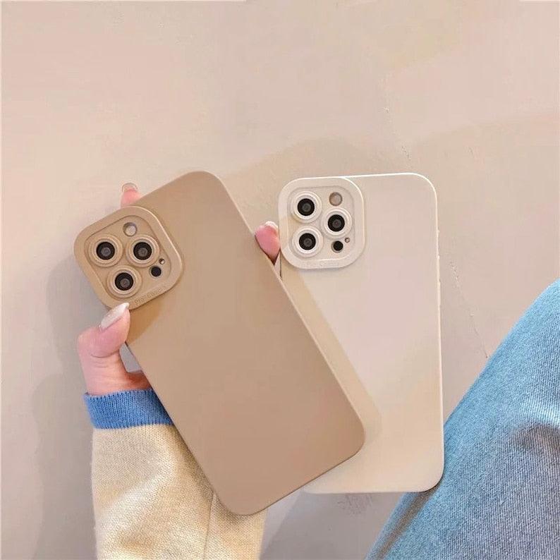 Brown & Beige Lens Protection iPhone 13 12 11 Pro Max case iPhone 13 12 mini case iPhone XR iPhone XS Max Case iPhone 8 Plus iPhone SE Case - Decotree.co Online Shop