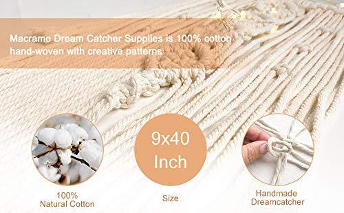 Catcher Wall Decor, Macrame Woven Hanging, Huge Boho Dreamcatcher with LED String Light Bohemian Wedding Home Decor, 40" x 10" - Decotree.co Online Shop