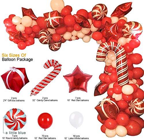 Christmas Balloon Garland Arch kit 144 Pieces with Christmas Red White Candy Balloons Gift Box Balloons - Decotree.co Online Shop