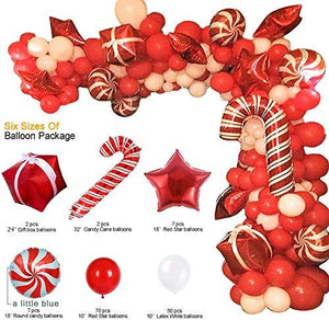 Christmas Balloon Garland Arch kit 144 Pieces with Christmas Red White Candy Balloons Gift Box Balloons - Decotree.co Online Shop