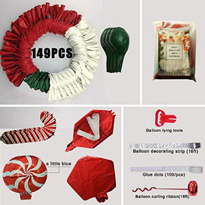 Christmas Balloon Garland Arch kit 172 Pieces with Christmas Red White Candy Balloons Gift Box Balloons Red Star Balloons for Xmas Party Decorations - Decotree.co Online Shop