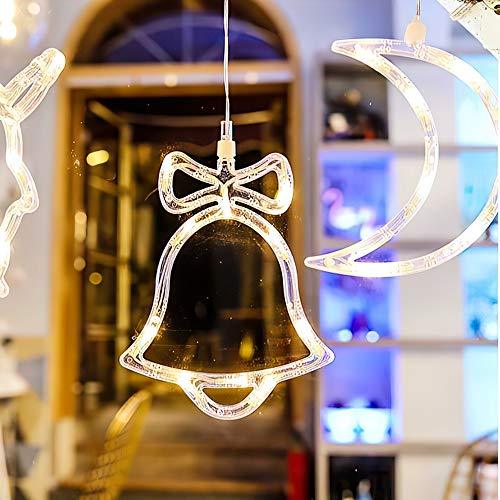 Christmas Bells Motif Hanging Lights 8" LED Jingle Bell Icicle Lights 2 Pack for Xmas Party Bedroom Winter New Year Indoor Outdoor Decor - Decotree.co Online Shop