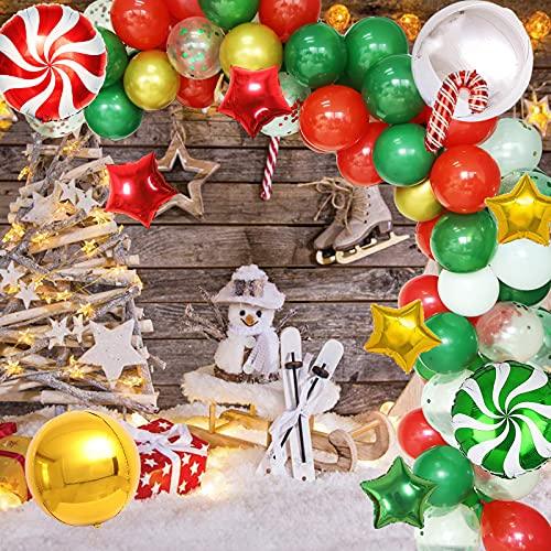 Christmas Confetti Balloon Garland Kit Garland Arch 135 pcs Colorful Party Balloons for New Year Party Decoration Supplies (Red Green Gold) - Decotree.co Online Shop