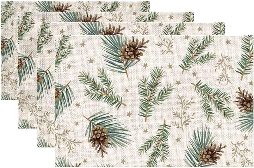 Christmas Decorations Pine Cones Placemats 18x12 Inches Seasonal Xmas Decor Farmhouse Indoor Vintage Theme - Decotree.co Online Shop