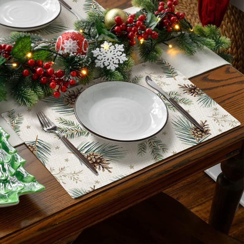 Christmas Decorations Pine Cones Placemats 18x12 Inches Seasonal Xmas Decor Farmhouse Indoor Vintage Theme - Decotree.co Online Shop