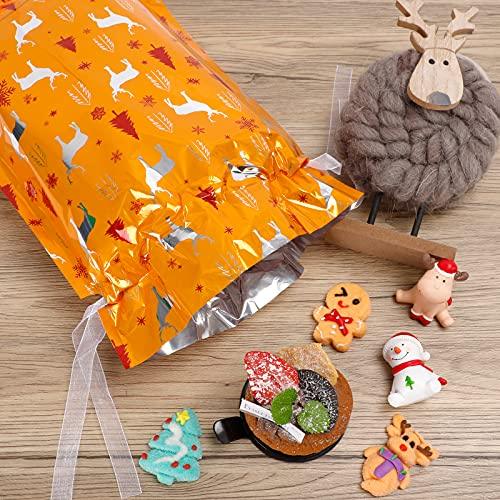 Christmas Gift Bags 32pcs Assorted Wrapping Bags with Drawstrings Squared Bottom in 4 Sizes - Decotree.co Online Shop