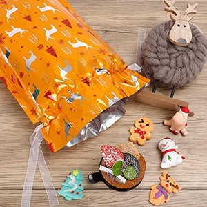 Christmas Gift Bags 32pcs Assorted Wrapping Bags with Drawstrings Squared Bottom in 4 Sizes - Decotree.co Online Shop
