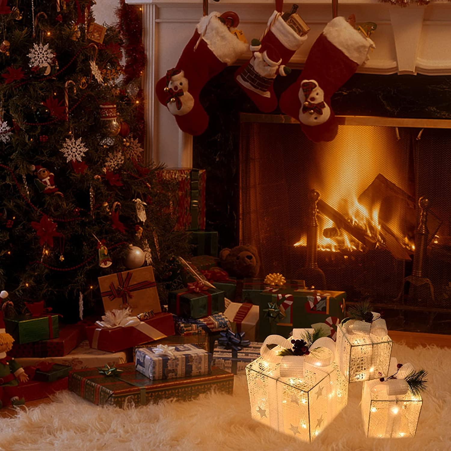 Christmas Lighted Gift Boxes, Set of 3 Christmas Decorations for Home, Christmas Ornaments - Decotree.co Online Shop