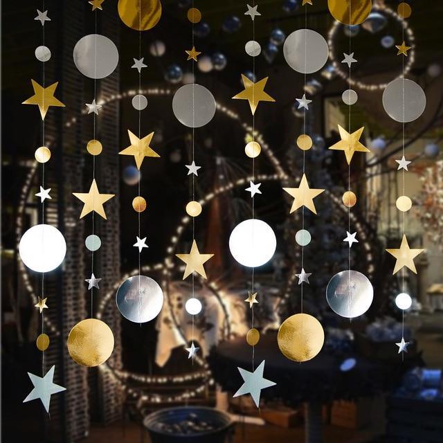 Christmas Ornament 4m Twinkle Circle Star Hanging Garland Decor Christmas Decorations - Decotree.co Online Shop