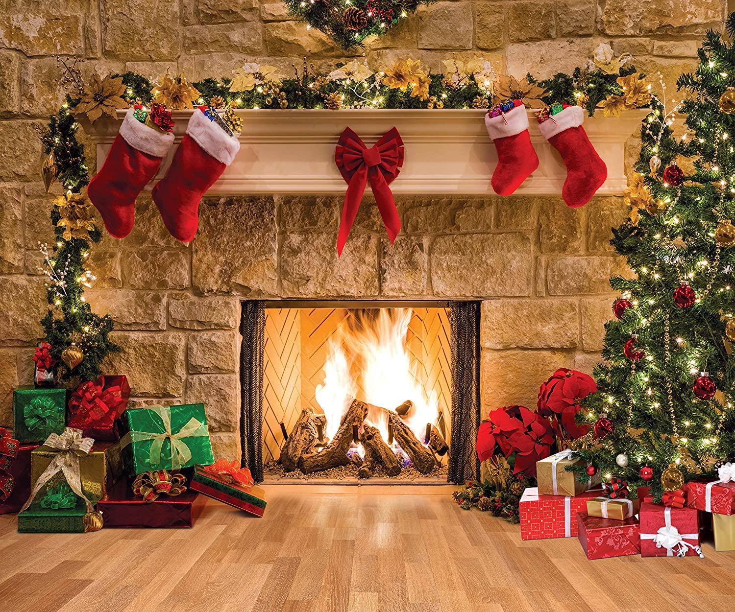 Christmas Photography Backdrops Child Christmas Fireplace Decoration Background for Photo - Decotree.co Online Shop