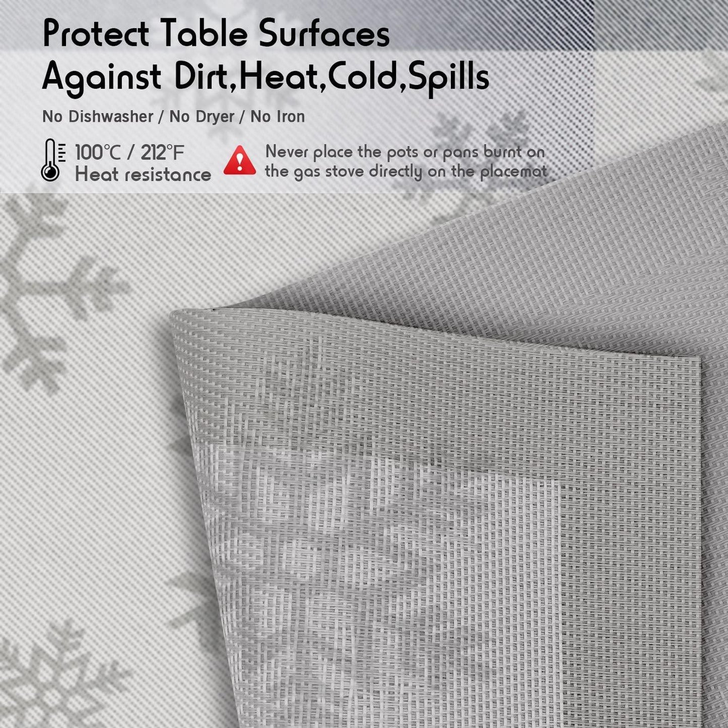 Christmas Placemats Set of 6 Woven Vinyl Non-Slip Placemats Washable Table Mats Anti-Skid Placemats for Kitchen Table - Decotree.co Online Shop