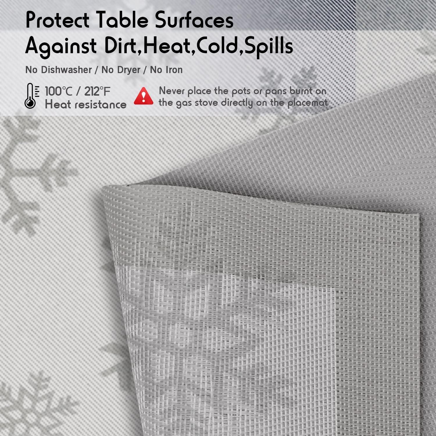 Christmas Placemats Set of 6 Woven Vinyl Non-Slip Placemats Washable Table Mats Anti-Skid Placemats for Kitchen Table - Decotree.co Online Shop