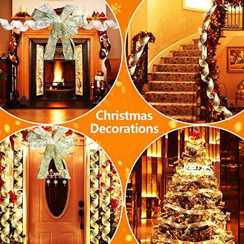 Christmas Ribbon Fairy Lights, 32.8ft Timing Christmas Ribbon Lights Battery Powered, 100 LED - Decotree.co Online Shop